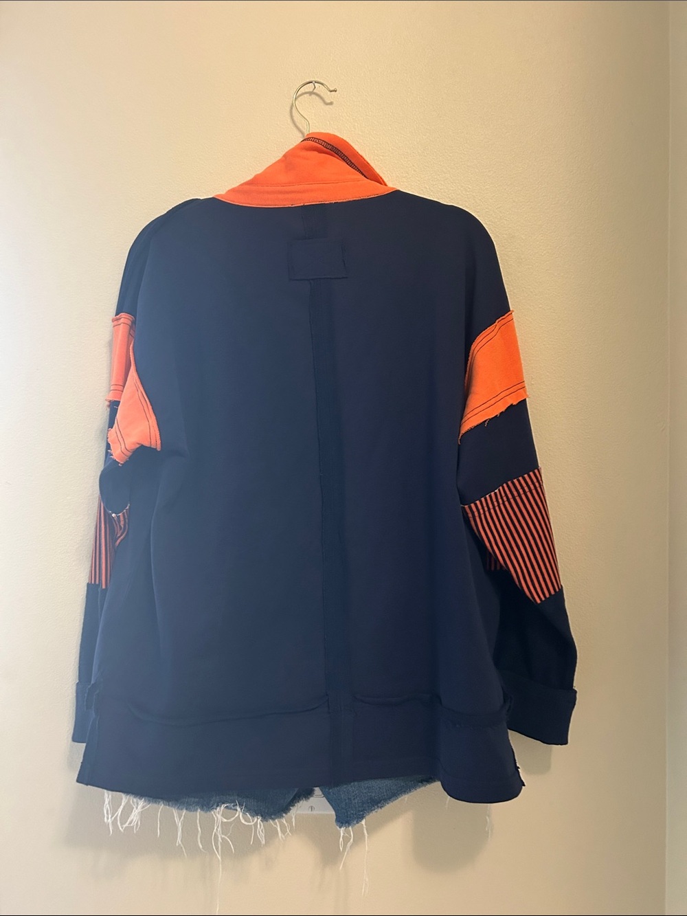 Eesome oversized Navy & Orange Contrast Polo Sweatshirt - Picture 6 of 6